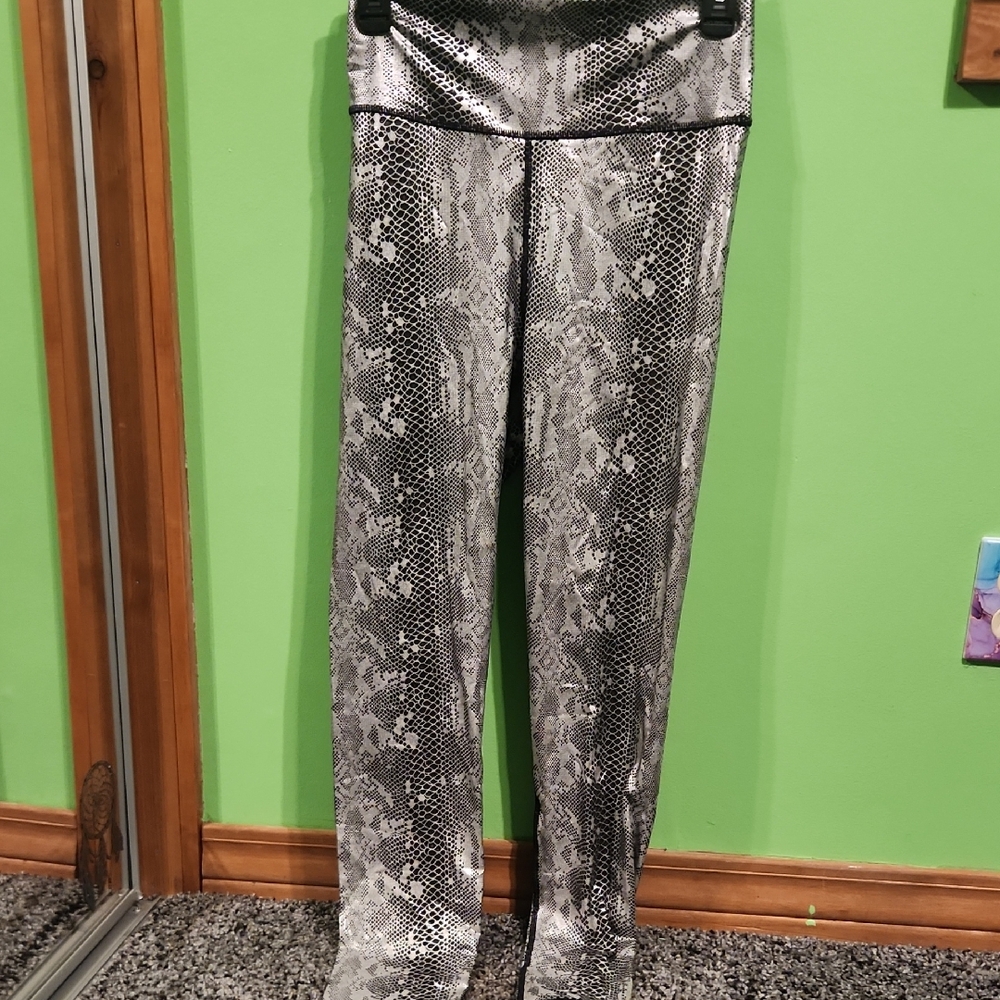 Akira Metallic Snakeskin Leggings